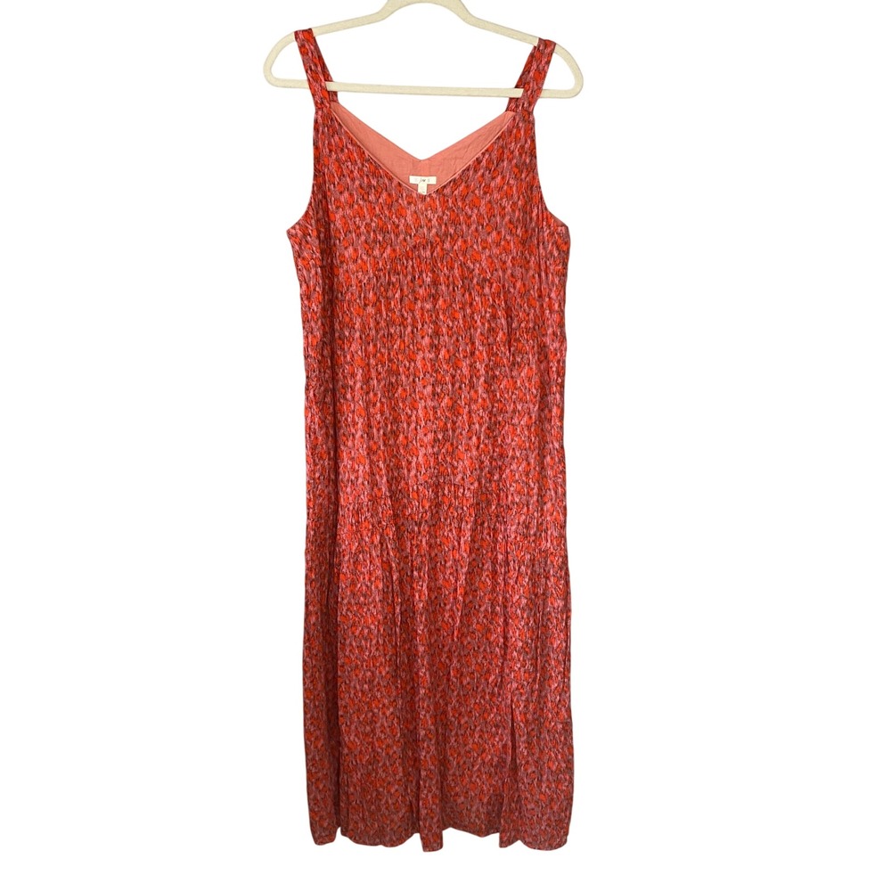 Joie Womens Red Pink Ikat Abstract Print V-Neck Tiered Maxi Dress Size Medium